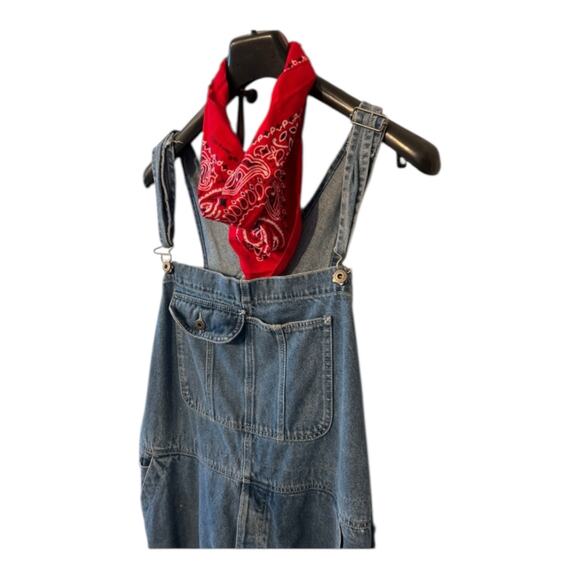Old Navy Denim Overalls Men’s Size Large Blue Jean Cutoff Hem Adjustable Straps - Picture 2 of 11